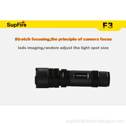 300 lumens rechargeable zoomable LED flashlight SupFire F3-XPE